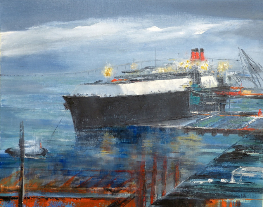 Méthanier à Saint Nazaire - 92x73cm